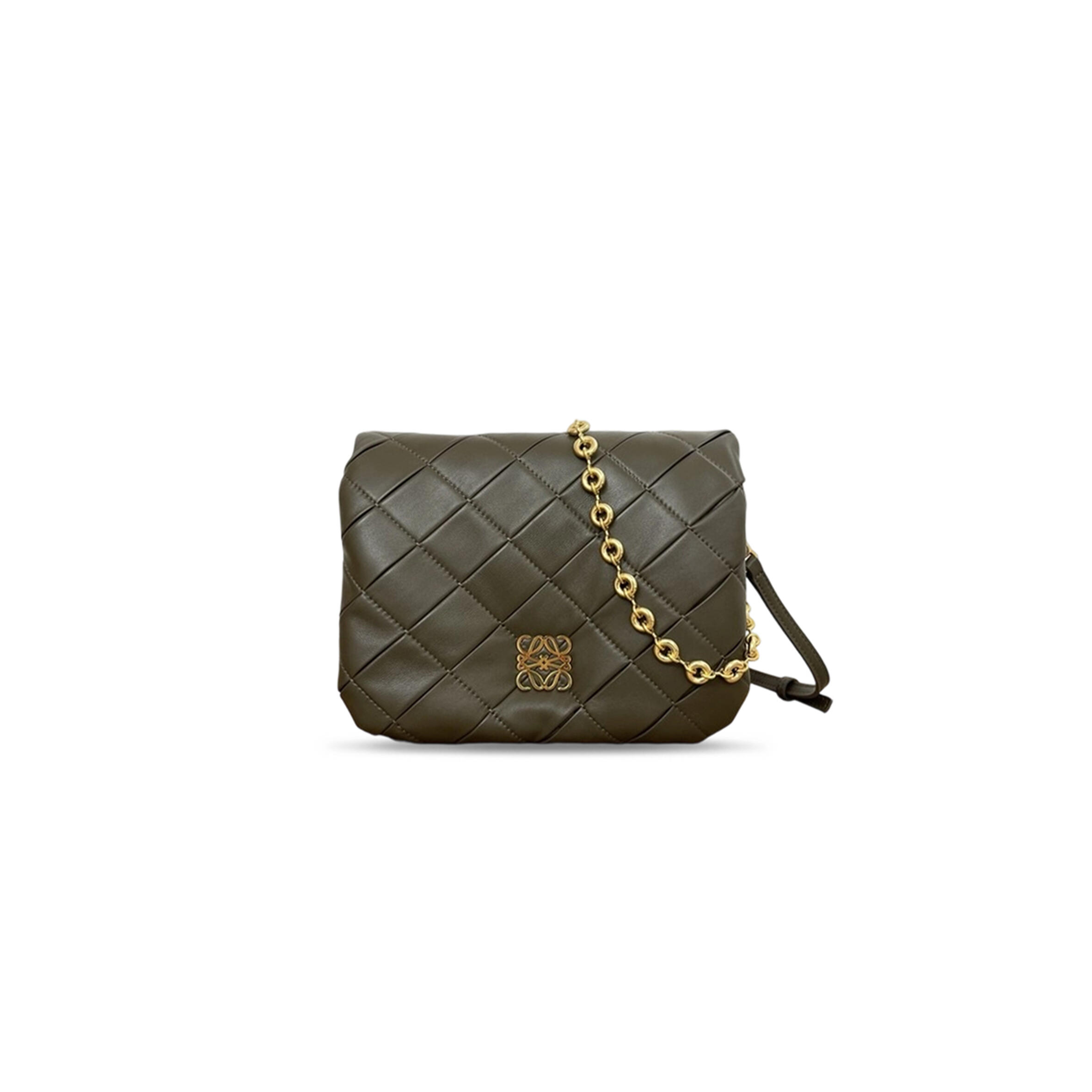 LOEWE PUFFER GOYA PLEATED LEATHER SHOULDER BAG A896P41X14 (23*17*9cm)